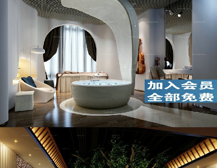 美容院spa会所3dmax模型简约中式室内设计-第3张图片