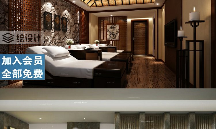 美容院spa会所3dmax模型简约中式室内设计-第12张图片