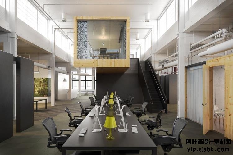 2017loft工业风格办公室装修设计3D模型效果图桌椅3Dmax模型素材-第42张图片