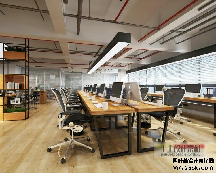 2017loft工业风格办公室装修设计3D模型效果图桌椅3Dmax模型素材-第91张图片