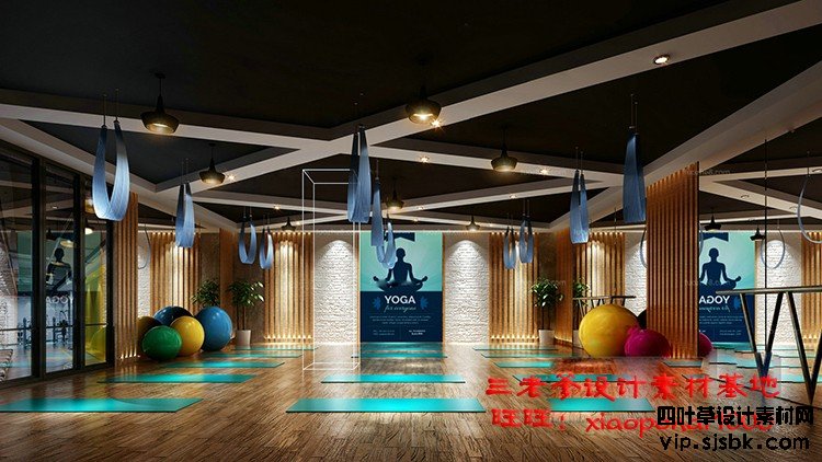 新瑜伽馆会所健身房3d模型体育器材3Dmax效果图设计素材-第34张图片
