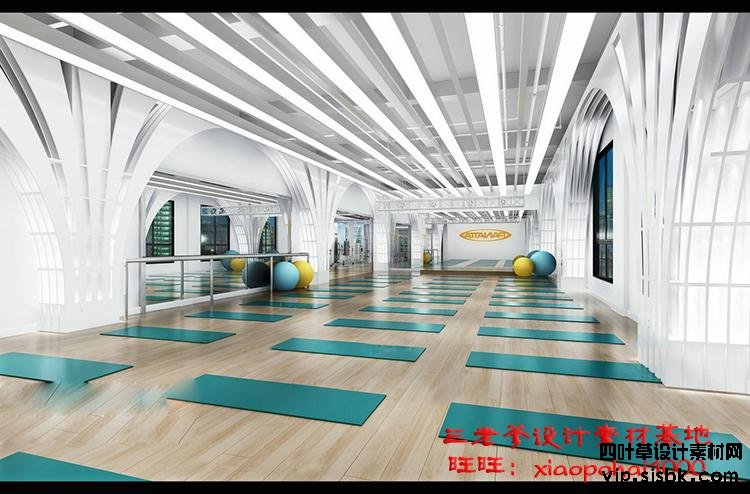 新瑜伽馆会所健身房3d模型体育器材3Dmax效果图设计素材-第32张图片