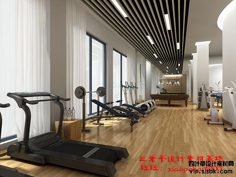新瑜伽馆会所健身房3d模型体育器材3Dmax效果图设计素材-第47张图片
