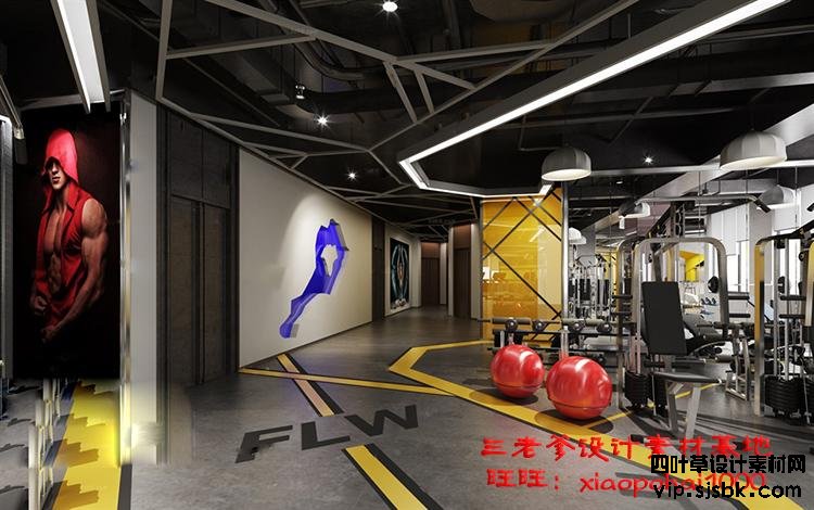 新瑜伽馆会所健身房3d模型体育器材3Dmax效果图设计素材-第53张图片