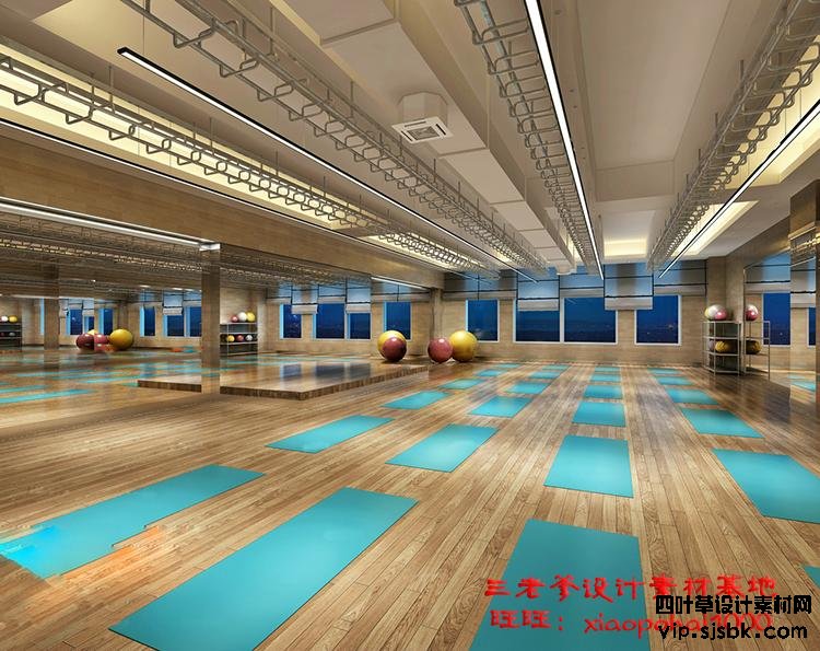 新瑜伽馆会所健身房3d模型体育器材3Dmax效果图设计素材-第49张图片