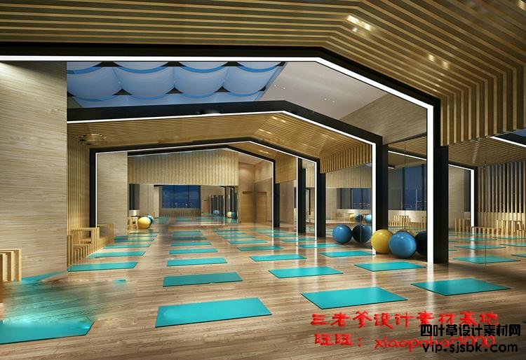 新瑜伽馆会所健身房3d模型体育器材3Dmax效果图设计素材-第85张图片