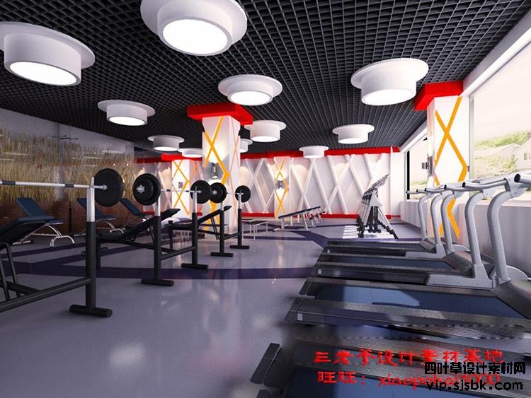 新瑜伽馆会所健身房3d模型体育器材3Dmax效果图设计素材-第77张图片
