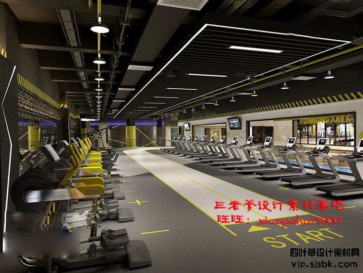 新瑜伽馆会所健身房3d模型体育器材3Dmax效果图设计素材-第87张图片