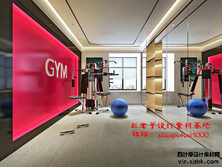 新瑜伽馆会所健身房3d模型体育器材3Dmax效果图设计素材-第90张图片