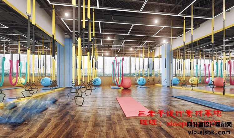 新瑜伽馆会所健身房3d模型体育器材3Dmax效果图设计素材-第92张图片